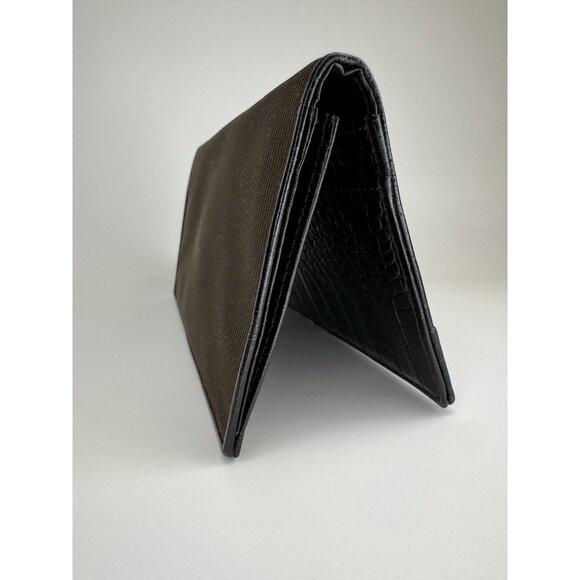 Montblanc Bifold Wallet Green Black Croc Embossed Leather & Fabric - Picture 6 of 11